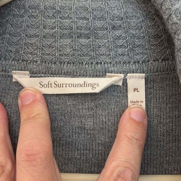 Soft Surroundings Women Miranda Cowl Neck gray cardigan wool Sweater large Petit - Picture 7 of 9